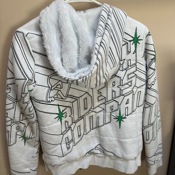 Fox Girls Riders Co White Heavyweight Zip Up Thick Hoodie Jacket Size XS - Picture 3 of 6